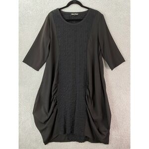 Helen's Heart Tunic Dress Women Large Black Excellent Draped Bubble Hem Textured